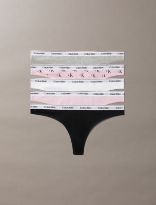 Icon Logo 5-Pack Thong, Black/Grey Heather/Hawaii Orchid/Classic White/Collegiate Logo Small Hawaii Orchid