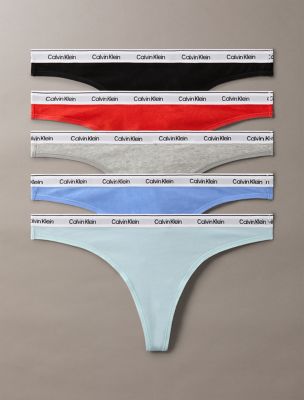 Modern Logo 5-Pack Thong, Black/Grey Heather/Sterling Blue/Glacier/Molten
