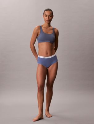 Cotton Stretch Rib High Rise Brief, Blue Tulip