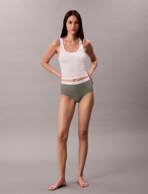 Cotton Stretch Rib High Rise Brief, Sea Spray