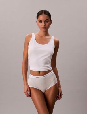 Cotton Stretch Rib High Rise Brief, Snow Heather