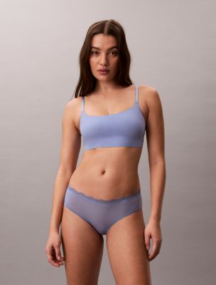 Microfiber Stretch with Lace Hipster, Blue Tulip