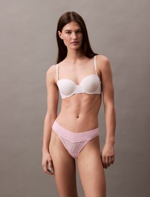 Icon Logo Lace Thong, Buff Pink