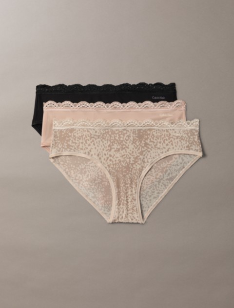 Бельё Calvin Klein Microfiber Stretch with Lace 3-Pack Hipster