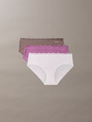 Microfiber Stretch with Lace 3-Pack Hipster, Iron / Crystal Blush / Dusty Orchid
