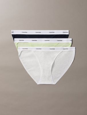 Cotton Stretch Rib 3-Pack String Bikini, Lime Cream Multi