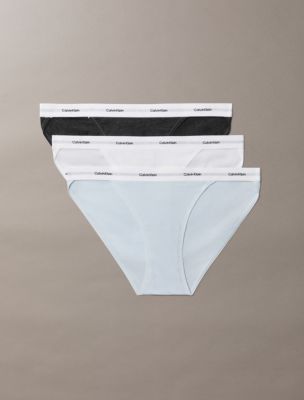 Cotton Stretch Rib 3-Pack String Bikini, Charcoal Heather/Classic White/Plein Air