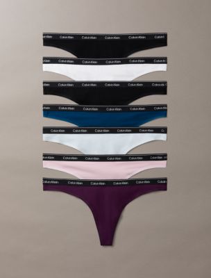 Icon Logo 7-Pack Thong, Black/Posiedon/Black/Classic White/Plein Air/Dark Purple/Hawaii Orchid