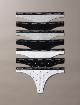 Icon Logo 7-Pack Thong, Black/Black/Grey Heather/Grey Heather/White/Diamond Logo Black/Diamond Logo White