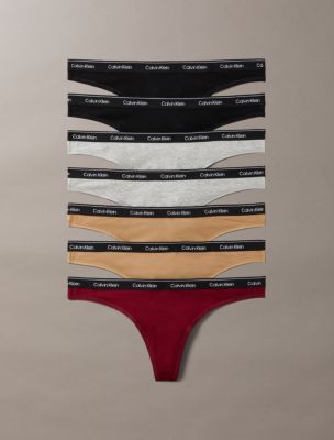 Modern Logo 7-Pack Thong, Rouge Multi