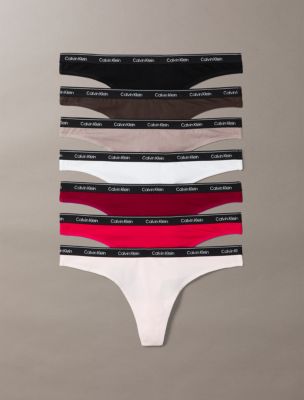 Modern Logo 7-Pack Thong, Beet Red Multi