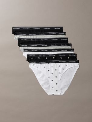 Icon Logo 7-Pack Bikini, Black/Black/Grey Heather/Grey Heather/Classic White/Diamond Logo Black/Diamond Logo White