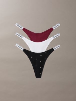 Женские трусы-стринги Calvin Klein Icon Dipped с логотипом, набор из 3 шт, цвет: Разноцветный — фото 1