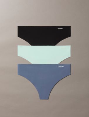 Трусы-стринги Invisibles, 3 шт. — Calvin Klein, цвет: Аквамариновый синий разноцветный — фото 1