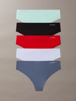 Трусы-стринги Invisibles, микрофибра, стрейч, 5 шт. — Calvin Klein, цвет: Аквамариновый синий разноцветный — фото 1