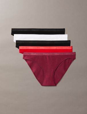 Женские трусы-бикини Calvin Klein Icon с логотипом, набор из 5 шт, цвет: Красный разноцветный — фото 1