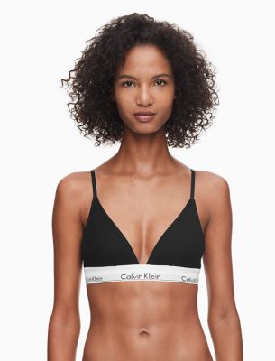 Icon Cotton Modal Unlined Triangle Bralette, Black