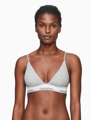 Icon Cotton Modal Unlined Triangle Bralette, Grey Heather