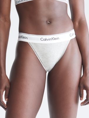 Icon Cotton Modal High Leg Tanga, Grey