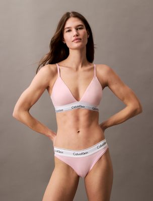 Icon Cotton Modal Lightly Lined Triangle Bralette, Buff Pink