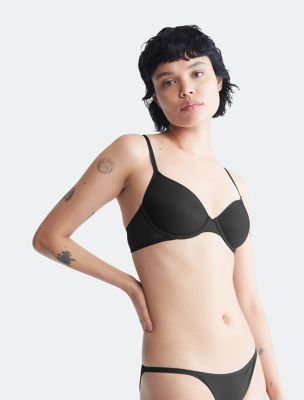 Sheer Marquisette Lightly Lined Demi Bra, Black