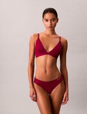 Form to Body Natural Lightly Lined Triangle Bralette, Beet Red