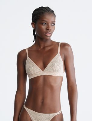 Sheer Marquisette Lace Unlined Triangle Bralette, Cedar