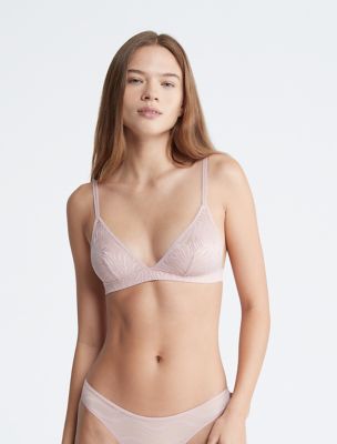 Sheer Marquisette Lace Unlined Triangle Bralette, Subdued