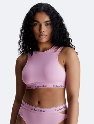 Icon Cotton Modal Deconstructed Unlined Bralette, Mauve Mist