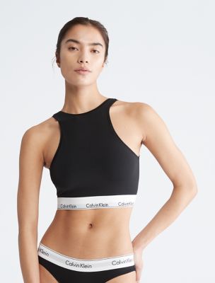 Icon Cotton Modal Unlined Longline Bralette, Black