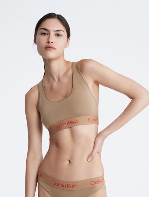 Stencil Logo Cotton Stretch Unlined Bralette, Tigers Eye /  Lapis Blue