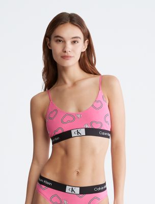 Calvin Klein 1996 V-Day Cotton Stretch Unlined Bralette, Carmine Rose