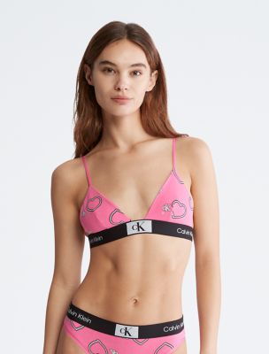 Calvin Klein 1996 V-Day Cotton Stretch Unlined Triangle Bralette, Carmine Rose