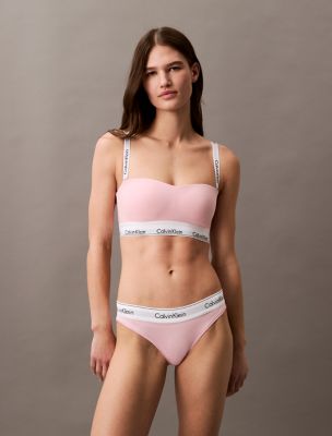 Icon Cotton Modal Lightly Lined Bandeau Bra, Buff Pink