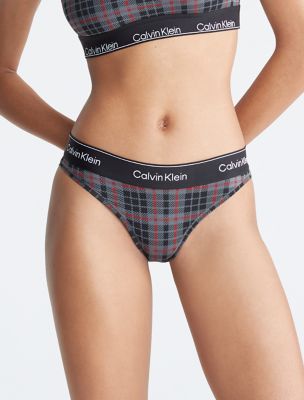 Icon Cotton Modal Holiday Bikini, Charcoal Plaid