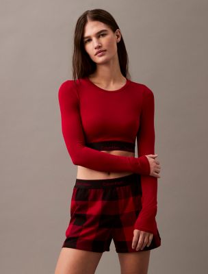 Icon Cotton Modal Lightly Lined Long Sleeve Bralette, Juneberry