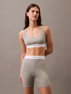 Cotton Modal Stretch Rib Lightly Lined Bralette, Grey Heather