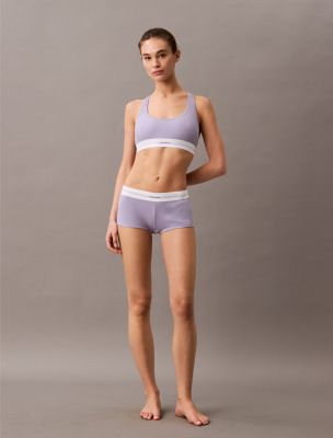 Cotton Modal Stretch Rib Boyshort, Lilac Quartz