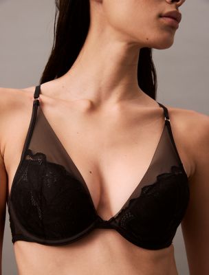 ブラジャー ^ ^ Women's CK Black Floral Lace AF Plunge Bra QF CK Black Floral Lace Push Up Plunge Bra | Calvin Klein® USA