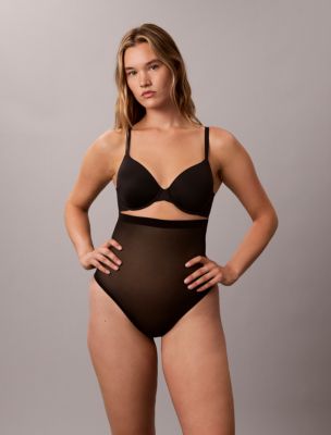 Женские сетчатые трусы-стринги Calvin Klein Minimalist с высокой посадкой, цвет: Чёрный — фото 3