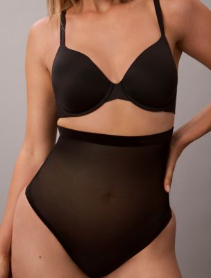 Женские сетчатые трусы-стринги Calvin Klein Minimalist с высокой посадкой, цвет: Чёрный — фото 4