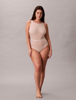 Minimalist Mesh Mid Thigh Bodysuit, Grey Morn