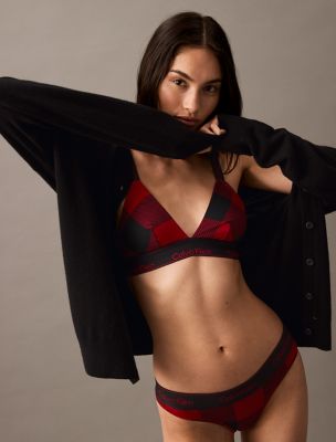 Icon Cotton Modal Holiday Thong, Buffalo Check Juneberry