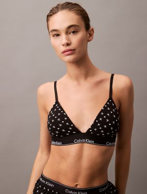 Icon Cotton Modal V-Day Lightly Lined Triangle Bralette, Black