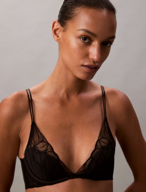 Бра CK Black, лёгкая чашка, кружево, цветочный принт — Calvin Klein