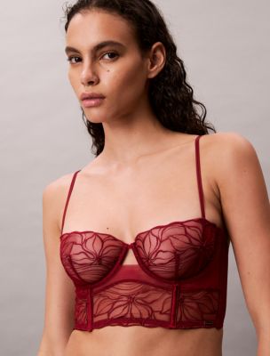 Бра-балконет CK Black, кружево, цветочный принт — Calvin Klein, цвет: Ягодный — фото 2