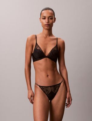 Бельё Calvin Klein CK Black Floral Lace Bikini — фото 2