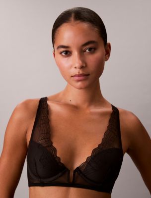 Бра CK Black Geo, лёгкая чашка, глубокий вырез, кружево — Calvin Klein — фото 2