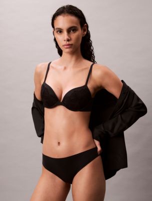 Perfectly Fit Lace Push Up Plunge Bra, Black