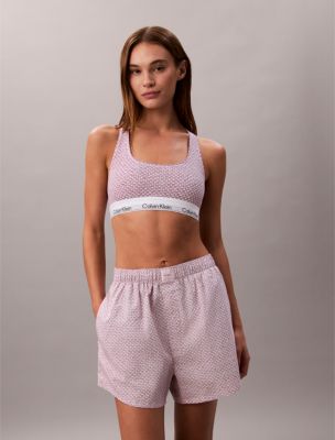Icon Cotton Modal Unlined Bralette, Stencil Heart / Spring Lilac